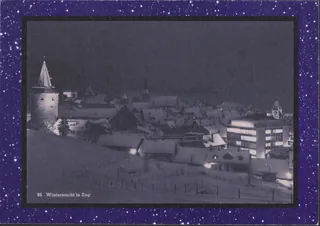 Winternacht in Zug mit Blick vom Guggi Richtung Rigi (1965)