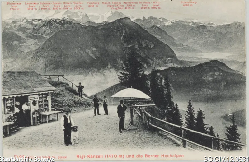 Aussichtspunkt auf die Berner-Hochalpen, Rigi-Känzeli (1912)