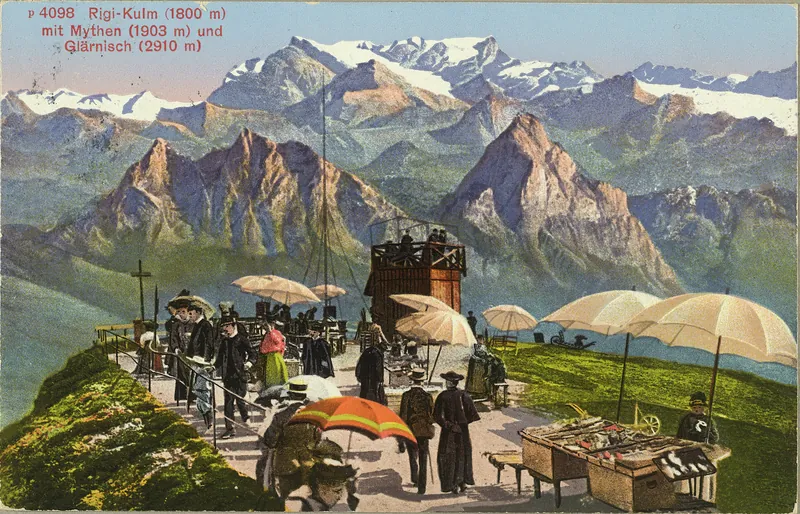 Rigi-Kulm, 1800 m, with Mythen 1903 m and Glärnisch 2910 m (vor 02.06.1919)