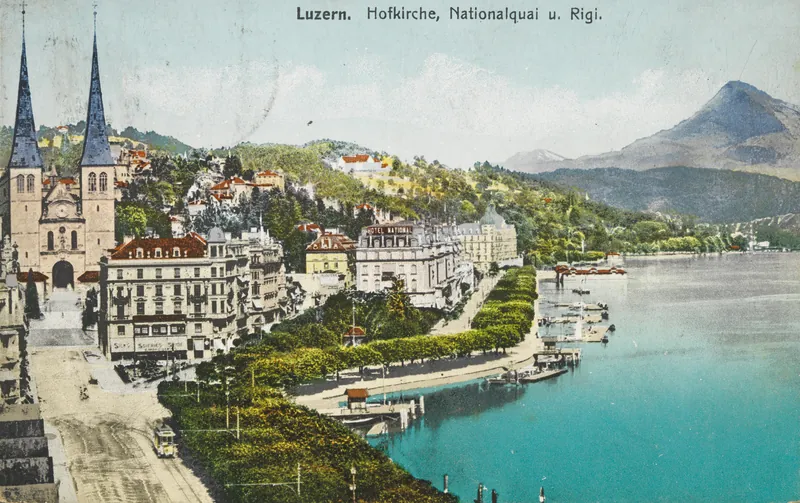 Lucerne, Hofkirche, Nationalquai u. Rigi (vor 07.08.1908)