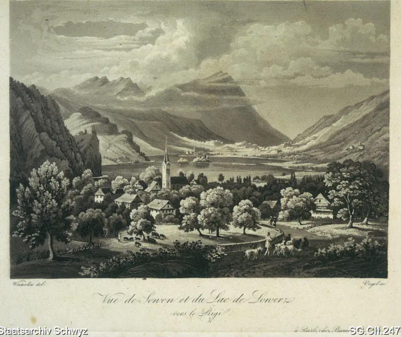 Seewen, Lauerzersee und die Rigi (1830 - 1840)