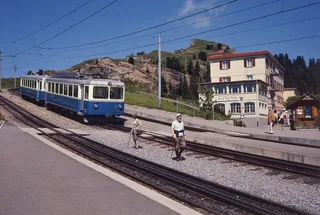 Rigi Line, ARB BDhe 2/4 railcar with Bt control car (1975)