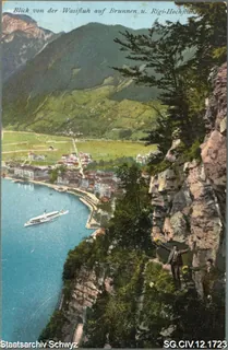 Blick von der Wasifluh auf Brunnen und Rigi-Hochfluh (1926)