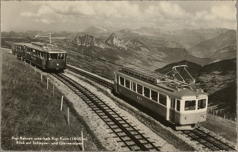 Rigi cableways below Rigi-Kulm (1800 m), view of the Schwyz and Glarus Alps (vor 7.9.1950)