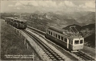 Rigi cableways below Rigi-Kulm (1800 m), view of the Schwyz and Glarus Alps (vor 7.9.1950)