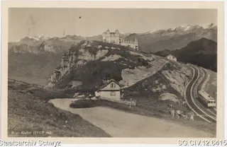 Rigi-Kulm mit Hotel und Arth-Rigi-Bahn (1929)