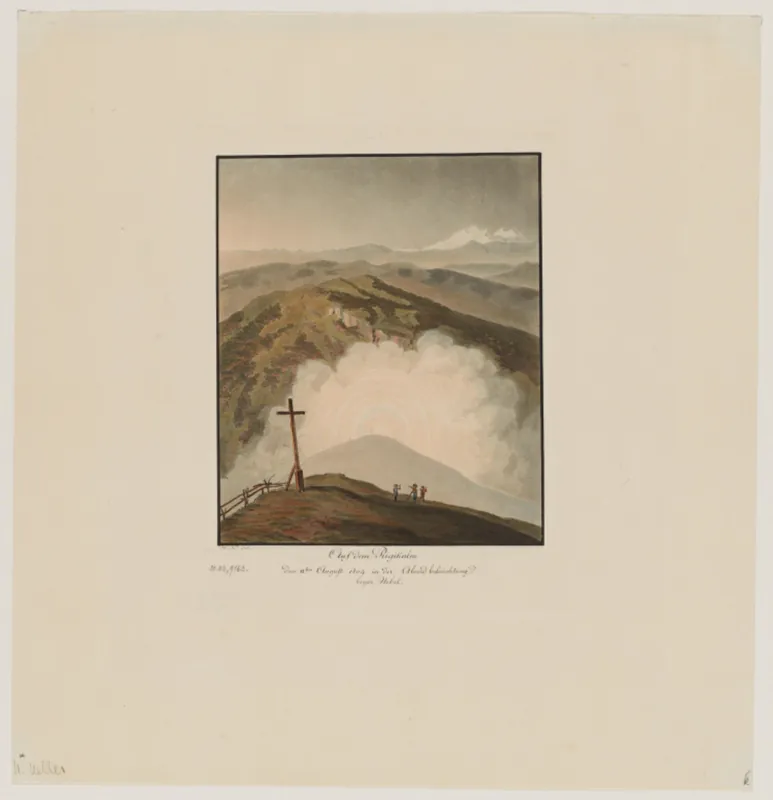 Auf dem Rigikulm den 11ten August: 1804 in der Abendbeleüchtung beym Nebel (19th cent.)