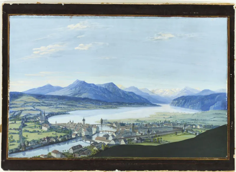 [Ansicht der Stadt Luzern mit Vierwaldstättersee und Rigi ] (19th cent.)