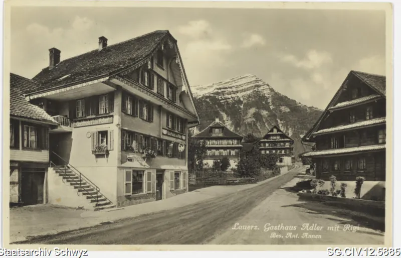 Gasthaus Adler mit Rigi, Lauerz (1932)