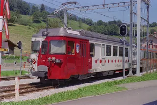 Leukerbad : Ex station building of the LLB ; MOB railcar, ex BDe 4/4 28 in Montbovon ; snowplow X 10 of the MOB, tpf tractor 12 ; BDe 4/4 142 in new dress ; Vitznau-Rigi steam loco 17 ; Ballwil with train 6033, Bt 906 at 11:35 in Ballwil ; train 6044 to Lenzburg in Hochdorf at 12:32, NPZ (16.07.2002-27.07.2002)