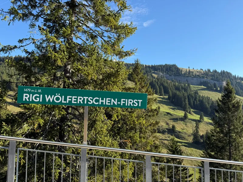 Rigi Wölfertschen-First railway station sign, Switzerland, 30 September 2026, 2026-09-30