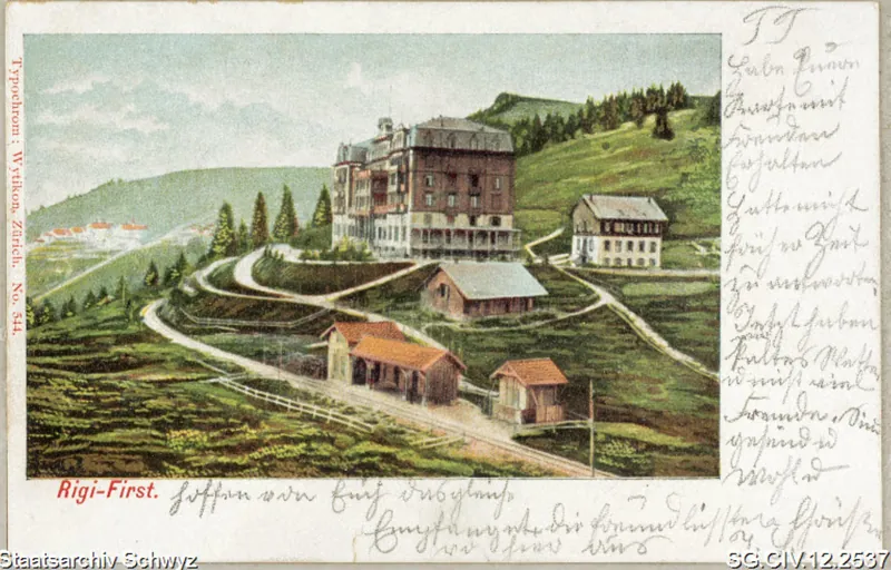 Hotelanlage mit Bahnstation, Rigi-First (1903)