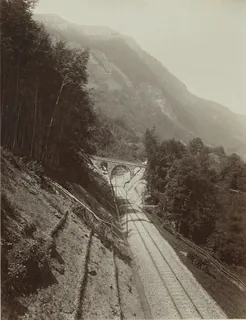 Railroad area near Goldau with the Rigi (ca. 1875)