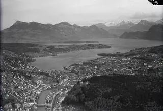 Lucerne with lake, Rigi, Fronalpstock (26.04.1946)
