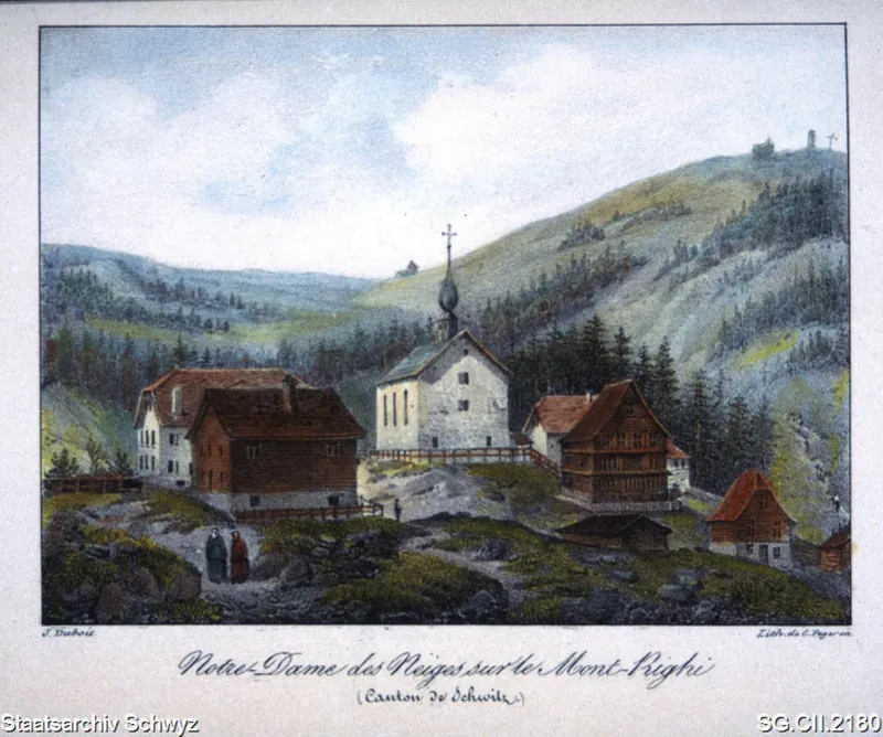Rigi-Klösterlii mit Kapelle Maria zum Schnee (1850)