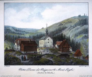 Rigi-Klösterlii mit Kapelle Maria zum Schnee (1850)