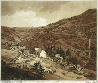 Kapelle Maria zum Schnee und Dörfli Rigi-Klösterli (1816)