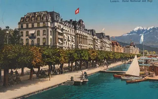 Lucerne, Hotel National with Rigi (ca. 1930)