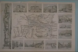 [Karte vom Vierwaldstätter See mit folgenden Ansichten:] Luzern. - Rigi-Kulm. - Rigi First. - Rigi-Scheideck. - Vitznau. [u.a. Ansichten aus der Innerschweiz] (1870)