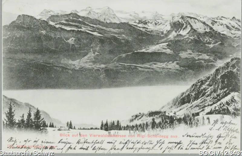 Blick auf den Vierwaldstättersee Rigi-Scheidegg aus (1906)