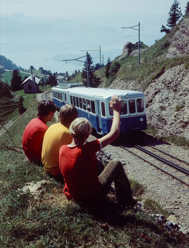 Between the Rigi Staffel and Rigi Kulm stations, Arth-Rigi Railway (08/1971)
