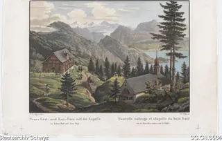Rigi-Kaltbad: Gasthaus Rigi Kaltbad mit Kapelle (ca. 1820)