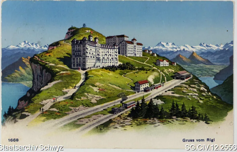 Rigi-Kulm: Hotels und die Bahnstation (1921)