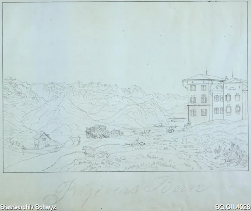 Panorama Rigi: Blick auf die Berneralpen (ca. 1850 - 1860)