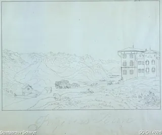 Panorama Rigi: Blick auf die Berneralpen (ca. 1850 - 1860)