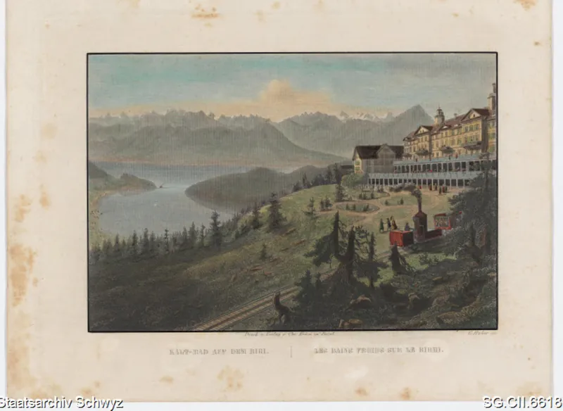 Hotel Rigi Kaltbad und Rigi-Bahn (ca. 1860)