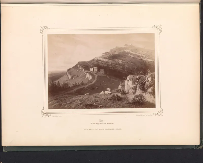 Fotoreproductie van een schilderij van de berg Rigi Rigi. Auf dem Wege von Staffel zum Kulm (titel op object), RP-F-2001-7-753-2 (ca. 1863 - in of voor 1873)