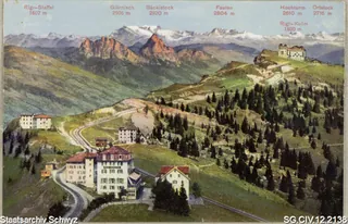 Die Bahnlinie von Rigi Staffel zur Rigi Kulm (vor 1912)