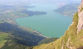 Green colored lake from Rigi in Switzerland