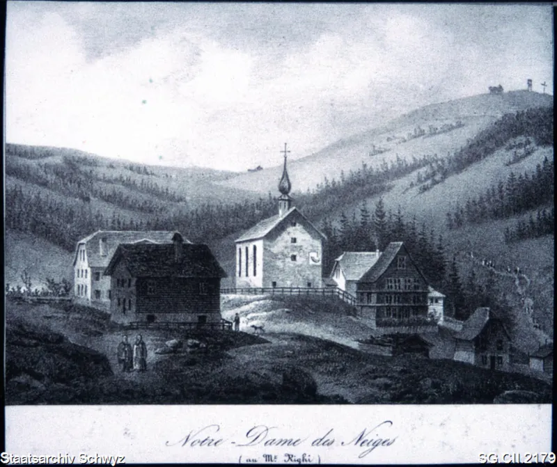 Rigi-Klösterlii mit Kapelle Maria zum Schnee (1850)
