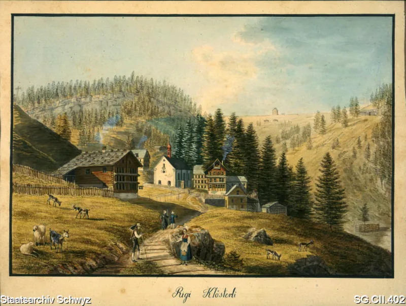 Kapelle Maria zum Schnee und Dörfli Rigi-Klösterli (ca. 1820)