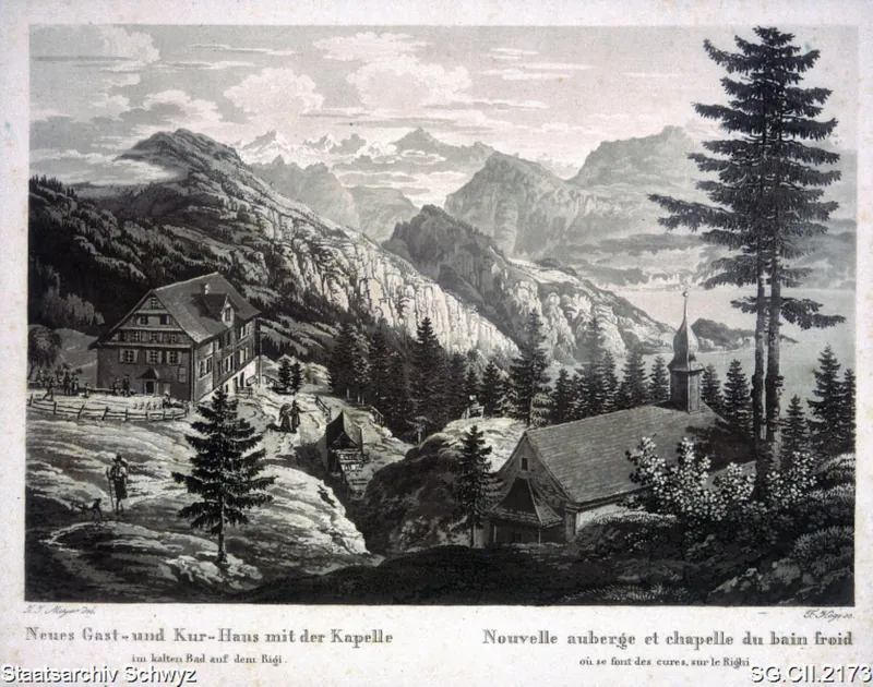 Gasthaus Rigi Kaltbad mit Kapelle St. Michael (1825 - 1827)