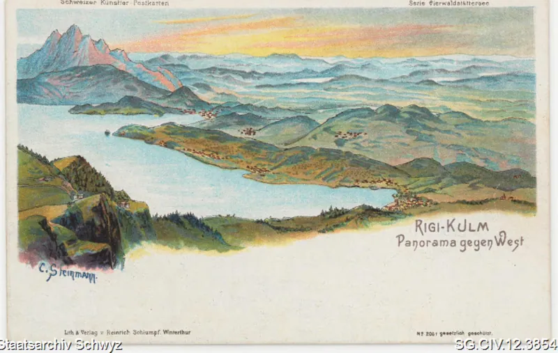 Rigi-Kulm: Panorama gegen Westen (ca. 1900)