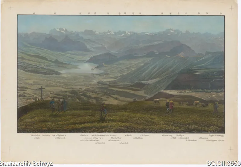 Panorama von der Rigi Kulm aus (ca. 1850)