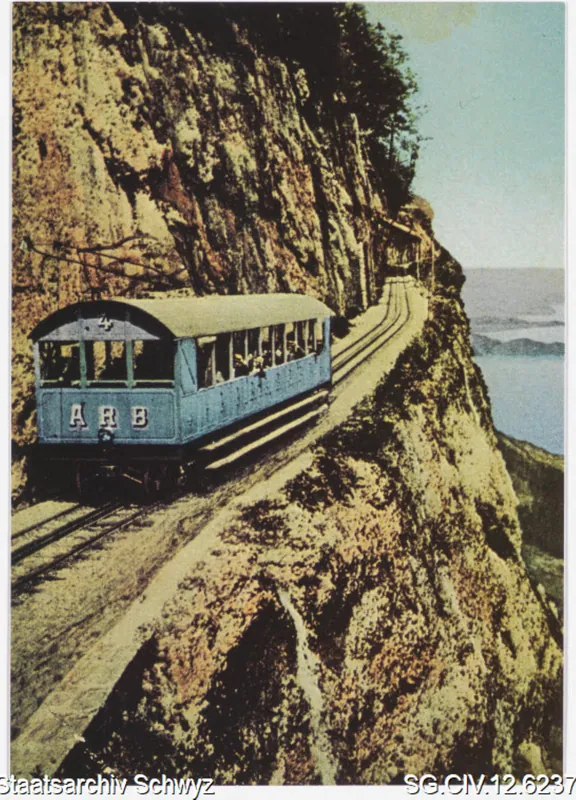 Sammlung Rigi-Bahnen: Arth-Rigi-Bahn entlang der Kräbelwand (zwischen 1907 und 1949)