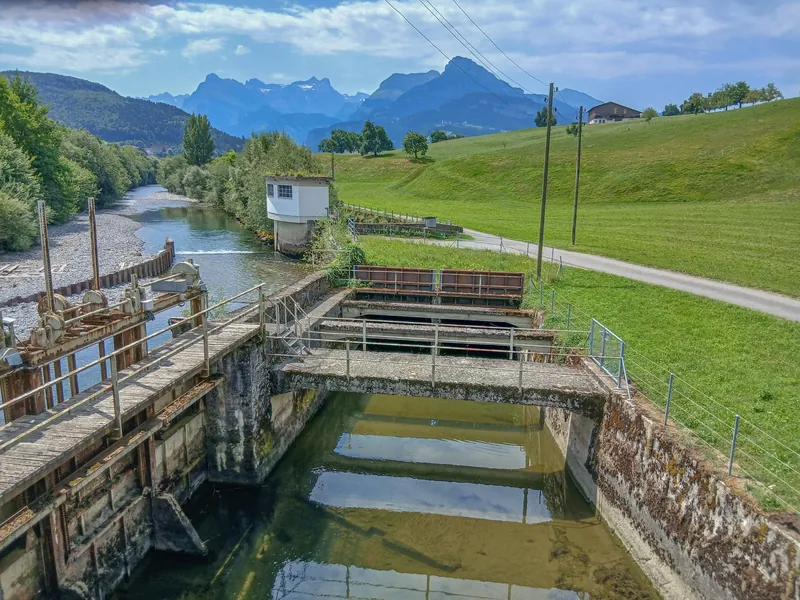 Oberer Steg beim Kraftwerkeinfluss über die Seeweren, Brunnen SZ 20260725-jag9889 (2026-07-25 12:46:39)