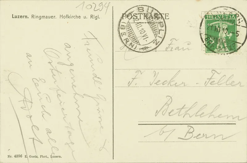 Lucerne, ring wall, court church and Rigi (vor 21.03.1910)