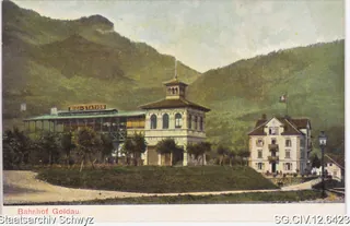 Bahnhof Goldau mit Rigi-Station (ca. 1905)