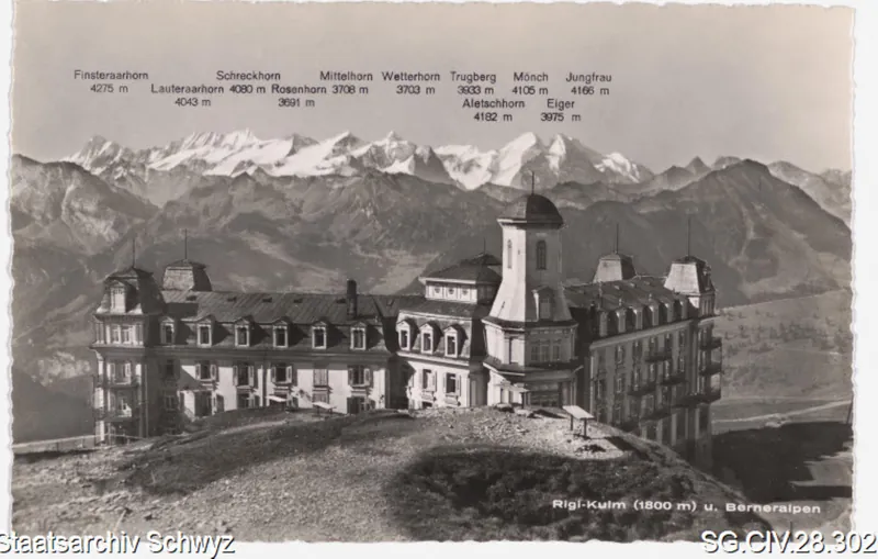 Rigi-Kulm (1800 m) und Berneralpen (zwischen 1875 und 1952)