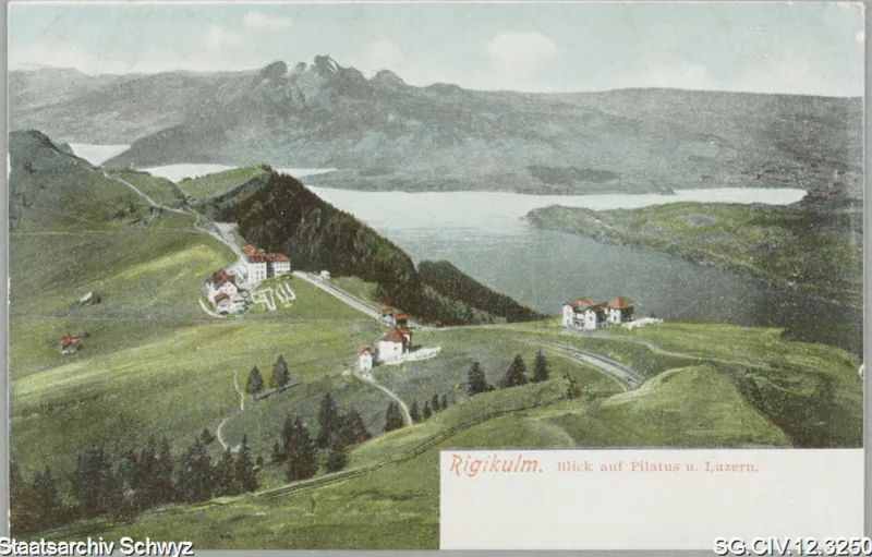 Rigi-Kulm und Rigi-Staffel mit Blick auf den Vierwaldstättersee (vor 1940)