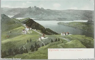 Rigi-Kulm und Rigi-Staffel mit Blick auf den Vierwaldstättersee (vor 1940)
