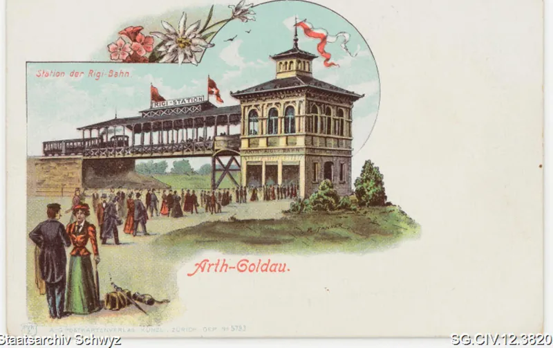 Station der Rigi-Bahn Arth-Goldau (ca. 1900)