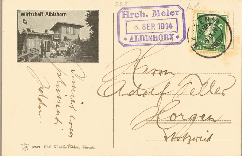 Albishorn, Towards Lake Zug, Urirotstock 2936, Gr. Spannort 3205, Titlis 3239, Rigi 1800, Bernese Alps (vor 9.9.1914)