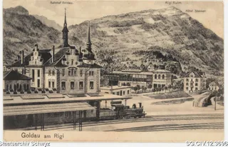 Bahnhofareal Goldau mit Station Rigi-Bahn (1903)