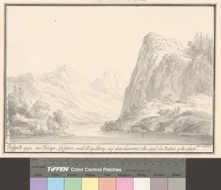Prospect gegen dem Bürger, Gersauer und Rigi Berg auf dem Lucerner See (zwischen 1740 und 1786?)