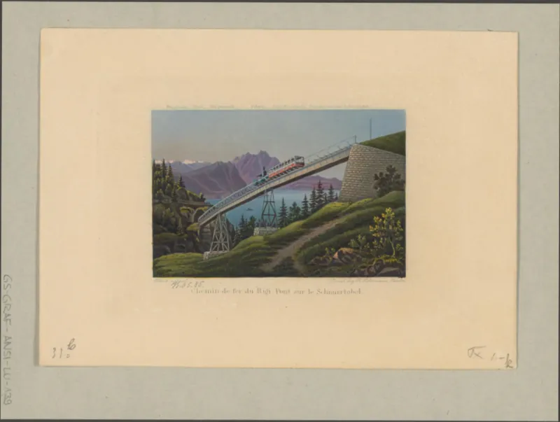 Chemin de fer du Rigi . Pont sur le Schnurrtobel (approx. 1875)